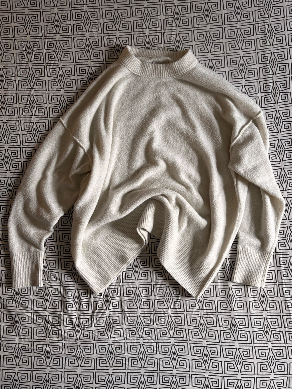 aerie Cream Crewneck Knit Sweater